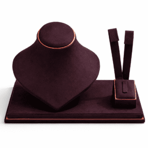 Premium Brown Velvet Jewelry
Display Set - Necklace Bust Stand with Earring & Ring Holder for Showroom