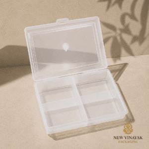 Transparent Plastic Storage Box with 4 Compartments