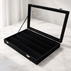 Luxury Velvet Jewelry earrings Box with Glass Lid