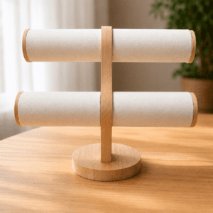 2-Tier Wooden Bracelet Display Stand with Velvet bars