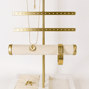 Luxury Gold Metal Jewellery Display Stand with multi tire organizer base