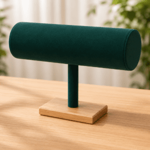 Velvet Headband Display Stand with Wooden Base