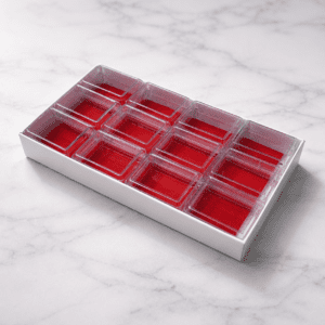 Premium Transparent Plastic Earrings Box with red velvet cushion ( pack if 12 pcs)