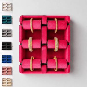 Velvet Bangle Display Tray - 6 Roll Jewelry Organizer Stand for Bangles, Braceléts & Kada
