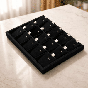 Premium Velvet Jewelry Display Tray Organizer –Multi-Compartment Ring
& Pendant chain