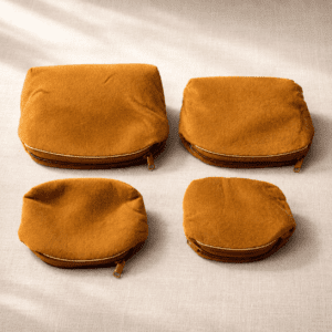 4 Pcs Velvet Zipper Pouch Set for Jewellery Storage
