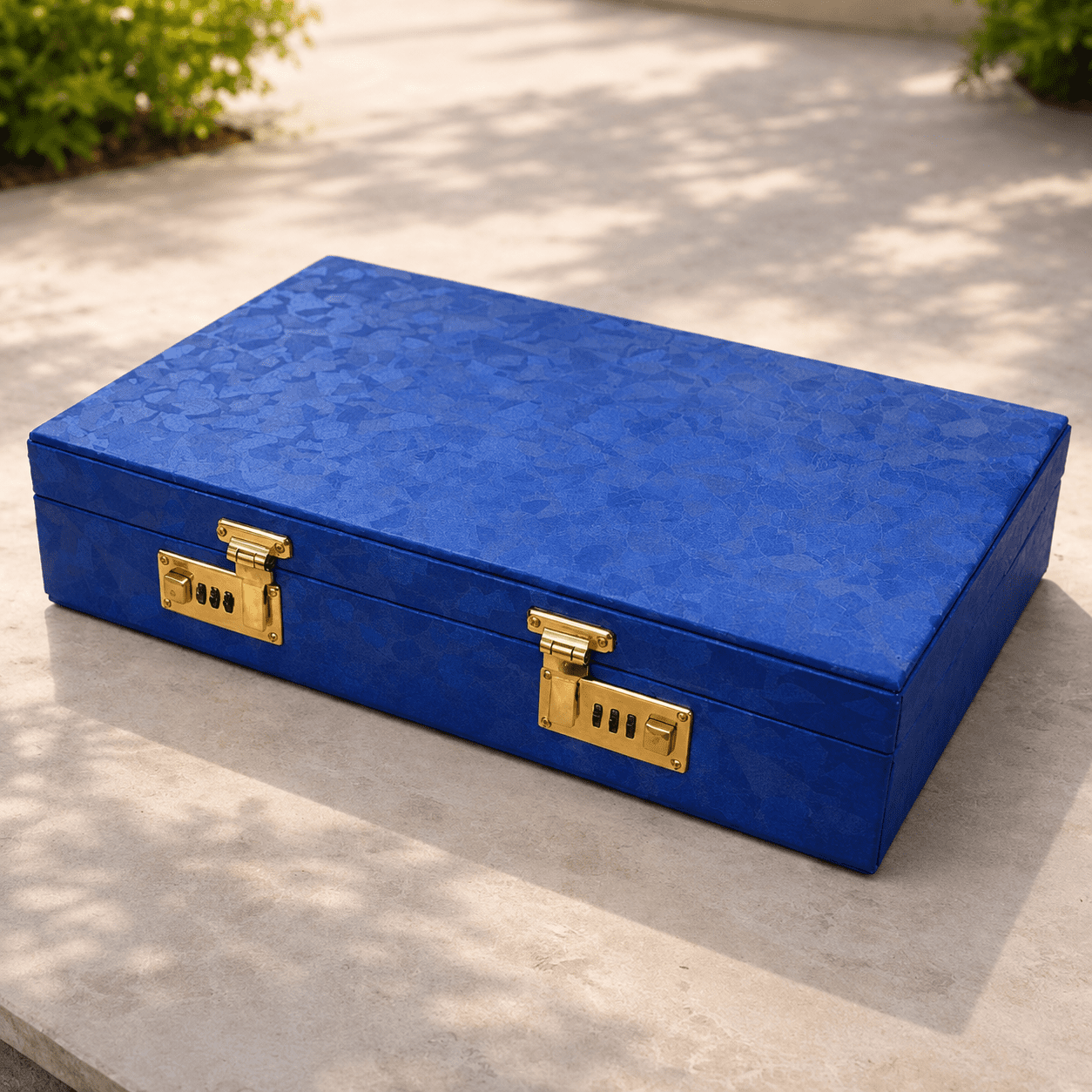 Premium Big Size Blue Velvet Jewelry Storage Box with Lock & Multi-Compartment Organizer - Image 2