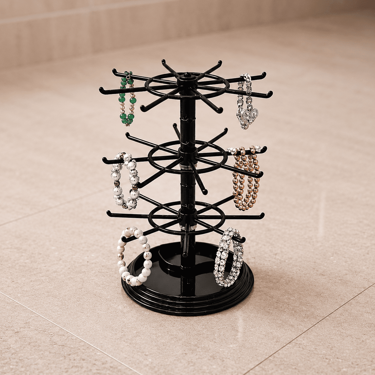 360° Rotating Jewelry Stand Organizer – Multi Layer Earring, Bracelet & Necklace Holder Display(size 1 feet) - Image 2