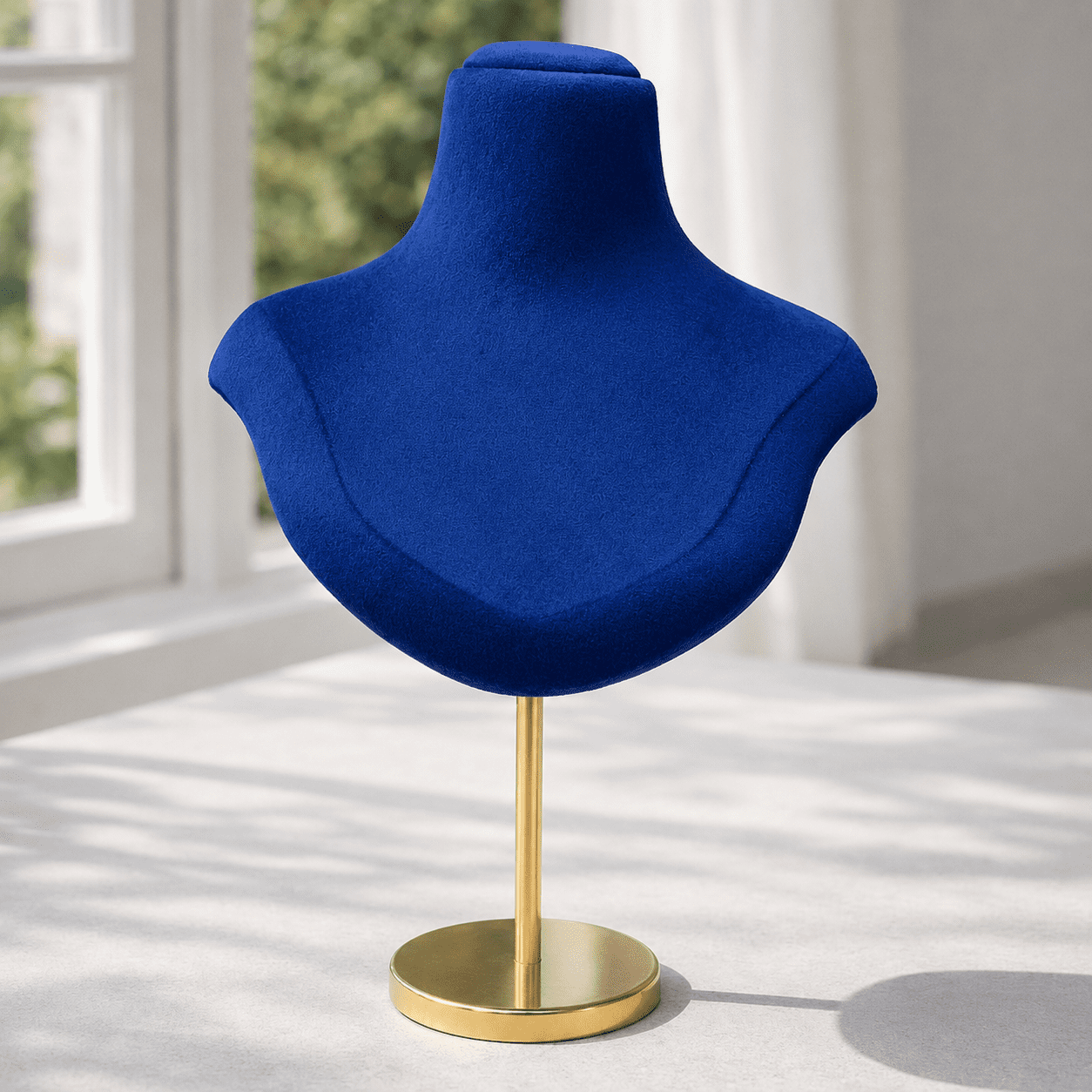 Premium Velvet Jewellery Display
Bust Stand with Gold Metal Base (Height adjust: 7.9 inch to 18.1 inch) - Image 4