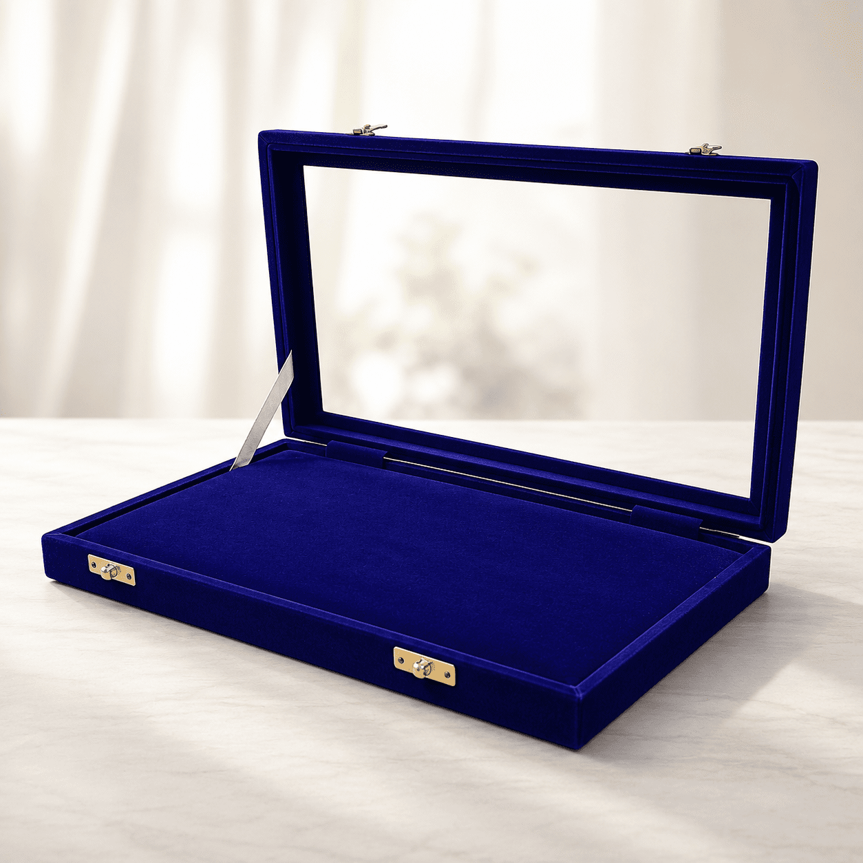 Luxury Velvet Ring Box with Glass Lid (size 8*12) - Image 2