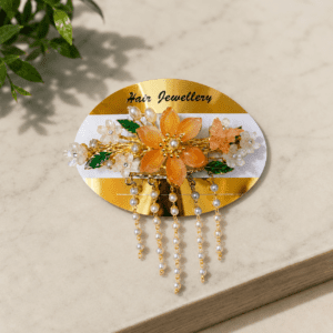 Premium Hair Jewellery Display Cards Gold White Oval Hair Clip Packaging
Cards (100 pcs)