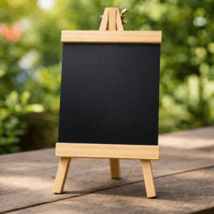 Mini Wooden Chalkboard Easel Sign – Tabletop Display Board for Price Tags, Menu Cards, Jewelry Display