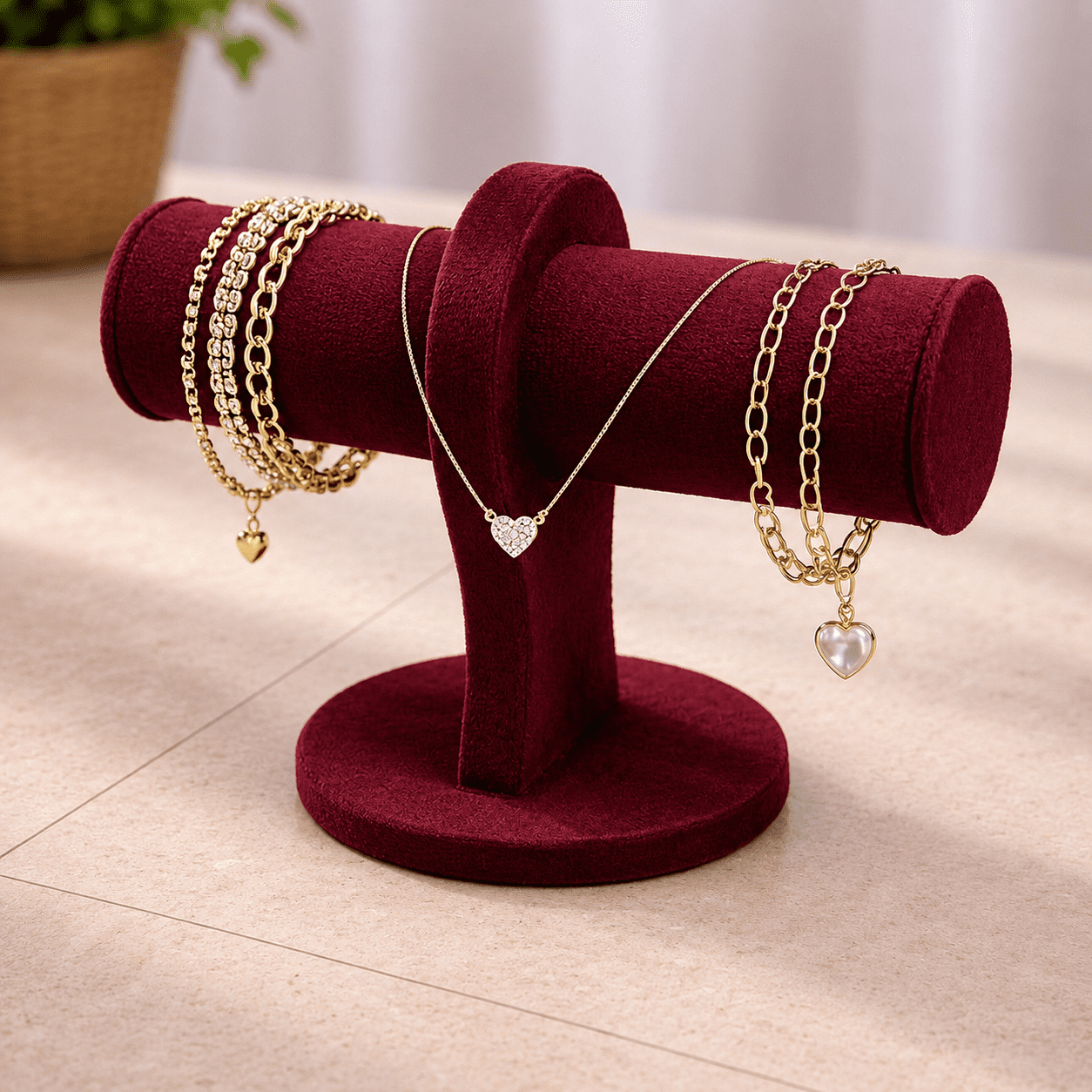 Premium Velvet T-Bar Jewelry Display Stand - Image 3