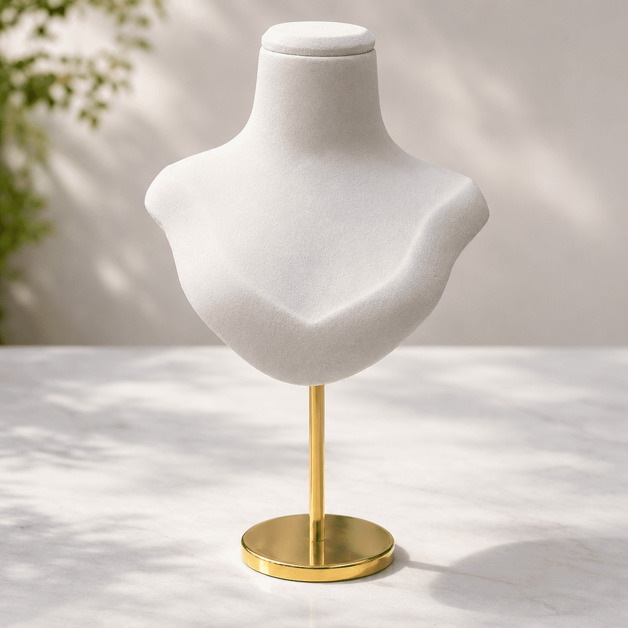 Premium Velvet Jewellery Display
Bust Stand with Gold Metal Base (Height adjust: 7.9 inch to 18.1 inch) - Image 3
